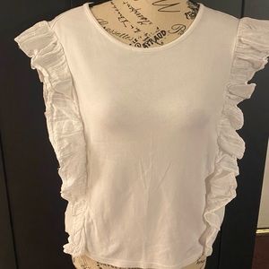 Cute white top with fringe sleeves